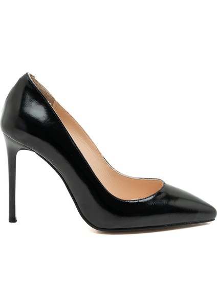 Amada Siyah Kadın Rugan Deri Stiletto