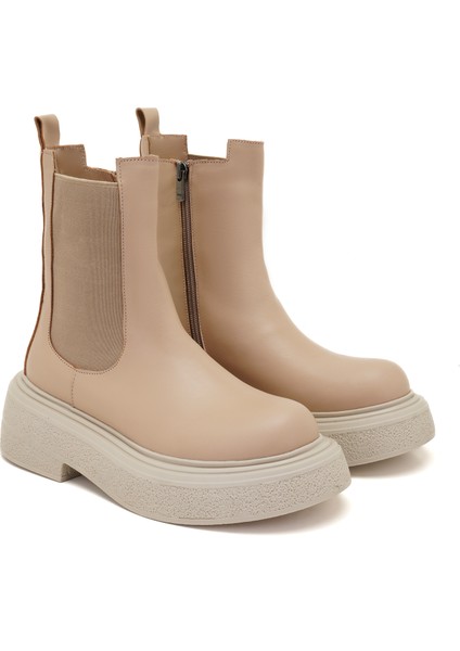 Brissa Krem Kadın Deri Chelsea Bot