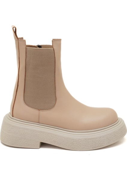 Brissa Krem Kadın Deri Chelsea Bot modelleri