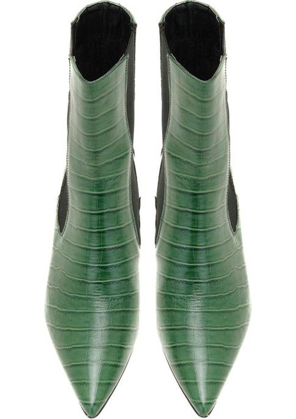 Regina Yeşil Kadın Kroko Baskılı Deri Bot fiyatları