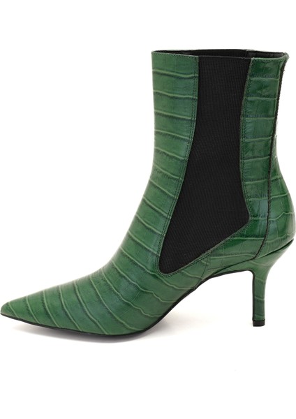 Regina Yeşil Kadın Kroko Baskılı Deri Bot modelleri
