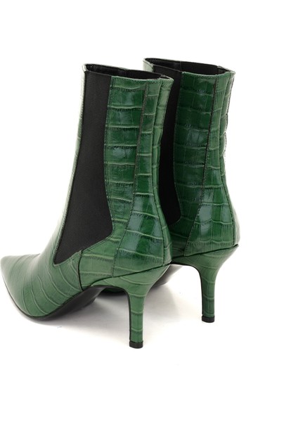 Regina Yeşil Kadın Kroko Baskılı Deri Bot indirimleri