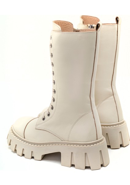 Candi Ekru Kadın Deri Postal Bot modelleri