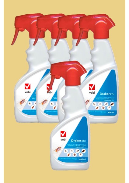 Entokim Draker 10.2 Cs - 8 Haşere Ruhsatlı Kokusuz Hazır Sprey 400 ml 5’li Set