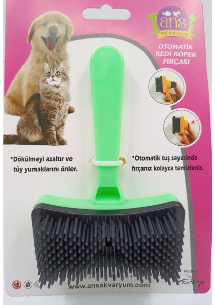 Kedi Köpek Tuşlu Otomatik Tüy Toplayıcı Tarak Yeşil