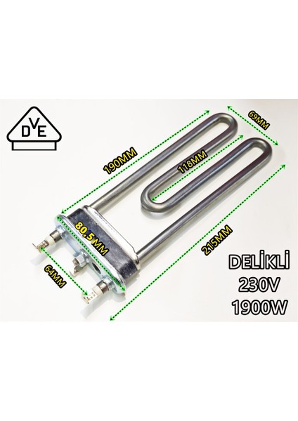 1900W 19Cm Delikli Çamaşır Makinesi Rezistansı modelleri
