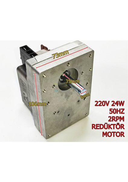 24W 2Rpm Redüktör Motor- Döner, Kuluçka, Kızartma, Buz Makineleri İçin