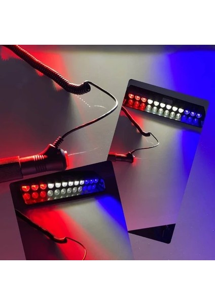 S12 Çakar Vantuzlu Çakmaklık Girişli 12 Ledli Kırmızı-Beyaz-Mavi 10 Modlu