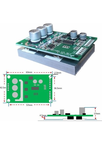 Roba Dc 12V 36V 15A 500W Fırçasız Motor Sürücü Pwm Bldc Kontrol Kartı
