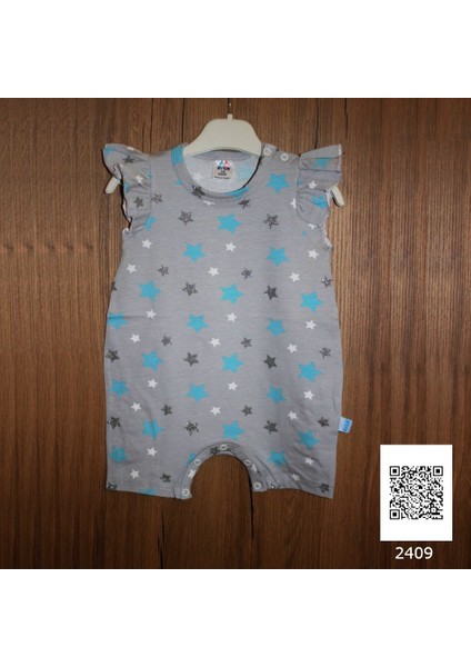 Desenli Kız Bebek Tulum - Kod 2409, 12-18 Ay, Gri