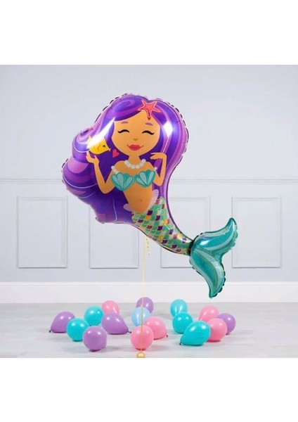 Deniz Kızı Folyo Balon Büyük Boy Helyum Balon Uçan Balon