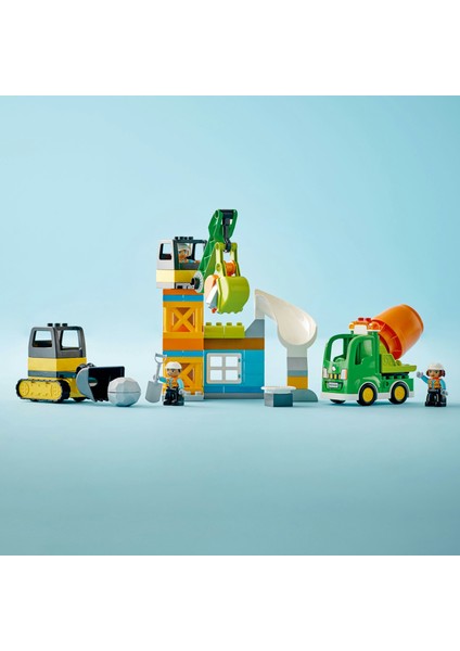 ® DUPLO® Kasabası İnşaat Sahası 10990 - 2 Yaş ve Üzeri için Eğitici Oyuncak Yapım Seti (61 Parça)