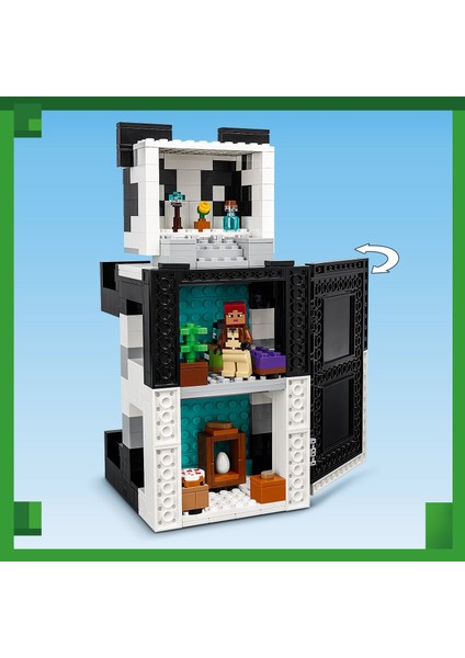 ® Minecraft Panda Barınağı 21245 - 8 Yaş ve Üzeri Çocuklar Için Panda Gibi Görünen ve Hareket Eden Oyuncak Yapım Seti (553 Parça)