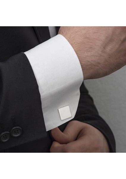 Kare Düz Gümüş Kol Düğmesi modelleri