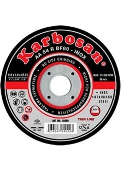 Metal Kesici Disk 115X1X22 mm Inox