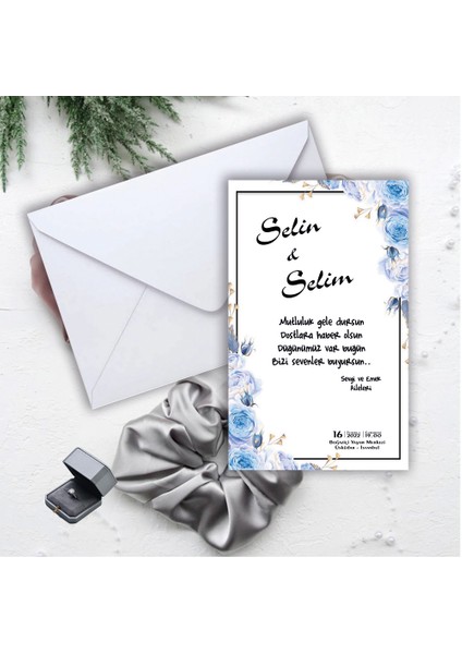 Beyaz Zarflı Davetiye Düğün - Nişan - Kına - Nikah (100 Adet)