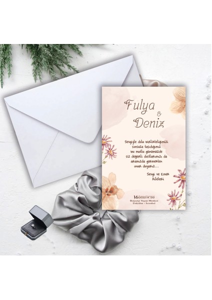 Beyaz Zarflı Davetiye Düğün - Nişan - Kına - Nikah (100 Adet)