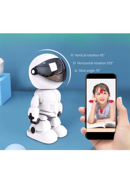 1080P Astronot Robot Görünümlü Intercomlu Wifi Ip Güvenlik Kamerası Kablosuz Gece Görüşlü