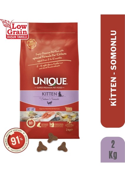 Unıque Kıtten Cat Wıth Salmon Somonlu Yavru Kedi Maması 2 kg