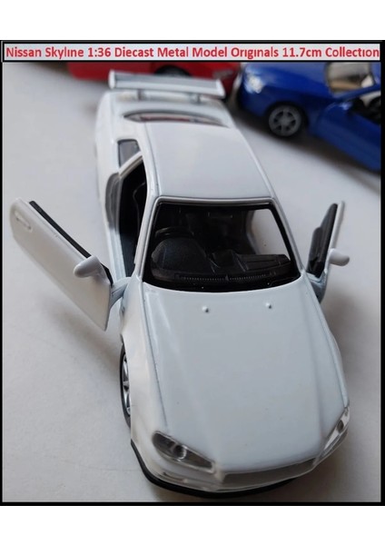 Nissan Skyline Gtr R34 Ares 1.36 Diecast Orjinal Metal Araba Kapı Açılır Pullback Beyaz modelleri