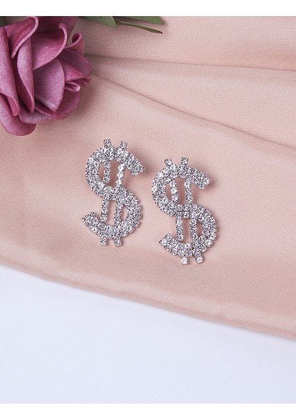 Zirkon Taşlı Dolar Küpe Modern Kadın Küpe Silver fiyatları