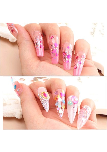 24'lü Nail Art Lüks Tırnak Süsleme Pulları Glitter Set Kalıcı Oje Protez Tırnak Süsleme Göz Makyajı