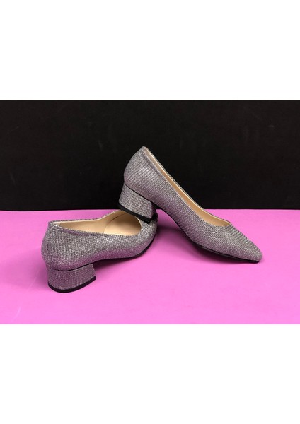 3 cm Kalın Kısa Topuklu Stiletto Bayan Ayakkabı
