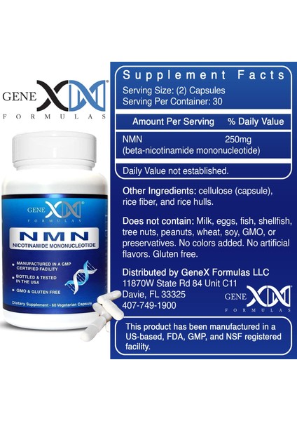 Nmn Nicotinamide Mononucleotide Certified 250 mg 60 Kapsul