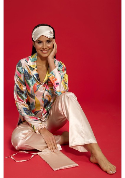 for you in&out 6'lı Çicek Desen Somon Pijama Takımı S27480