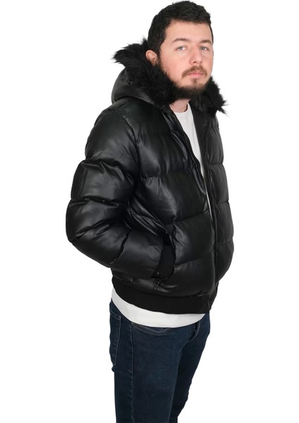 Booss Milano Boss Milano Erkek Dolum Kürklü Kapüşonlu Ribana Detaylı Siyah MONT&KABAN-2842 fırsatları