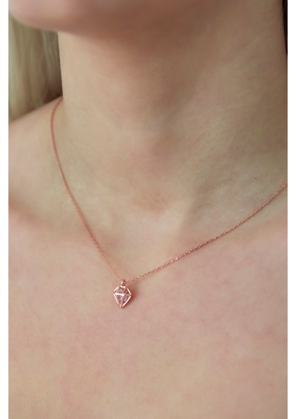 925 Ayar Şık Tasarım Pembe Taşlı Kolye Kadın Gümüş Kolye fiyatları