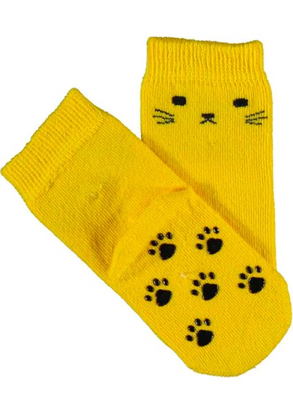 Çocuk Organic Kaydırmaz Tabanlı Çorap Sarı