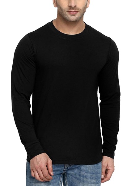 Düz 2 Beyaz, 1 Siyah Uzun Kollu Erkek T-Shirt 3'Lü Eko Paket modelleri