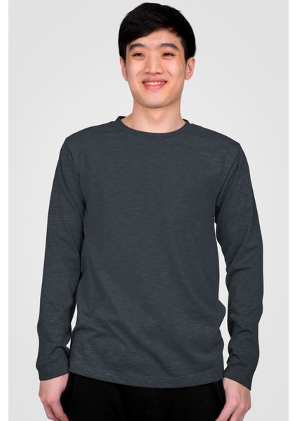 Düz 2 Beyaz, 1 Antrasit Uzun Kollu Erkek T-Shirt 3'Lü Eko Paket modelleri
