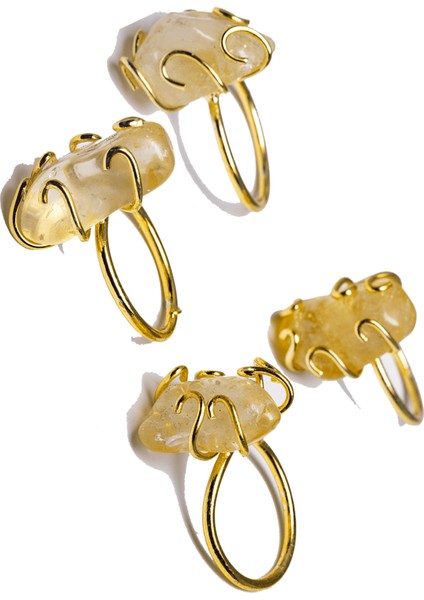 Ayarlanabilir Ham Doğal Sitrin Doğal Taş Yüzük (24K Altın Kaplama) fiyatları