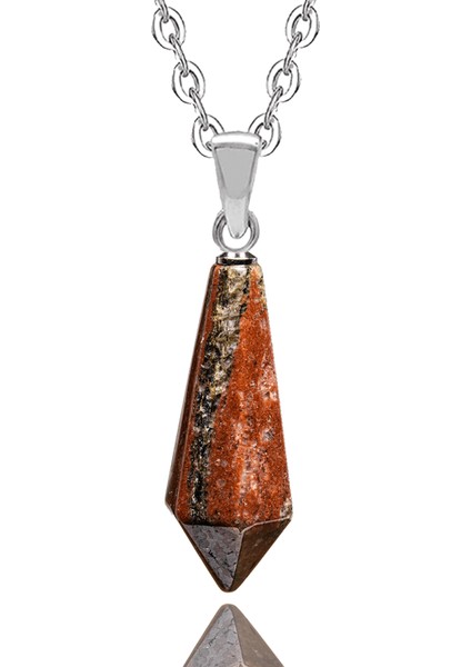 Sertifikalı Gümüş Aparatlı Doğal Kırmızı Jasper Taşı Kolye