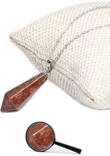 Sertifikalı Gümüş Aparatlı Doğal Kırmızı Jasper Taşı Kolye fiyatları