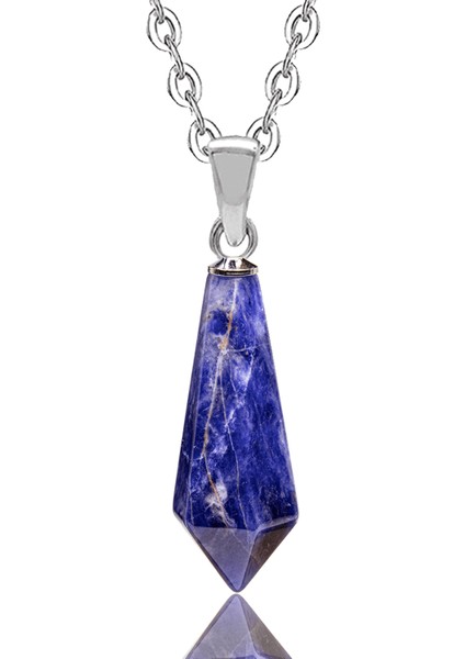Sertifikalı Gümüş Aparatlı Doğal Lapis Lazuli Taşı Kolye