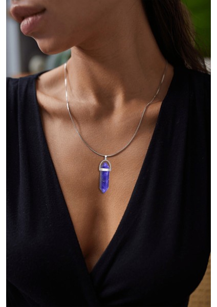 Sertifikalı Doğal Mavi Sodalit Taşı Kolye modelleri