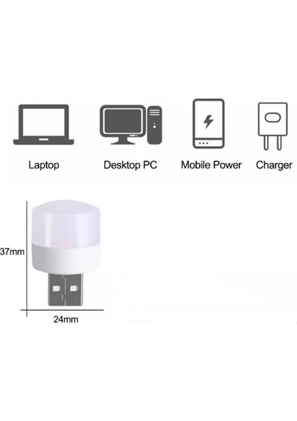 Taşınabilir Mini USB LED Işık Lamba Gece Lambası ( 2 Adet ) Tüm USB Girişleriyle Uyumlu