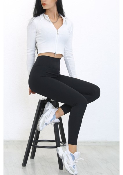 Fitilli Tayt Kadın Fitilli Tayt Siyah Fitilli Toparlayıcı Tayt