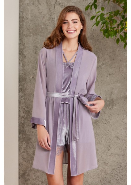 Dantelli Kadife Tulum & Sabahlik Takım - 4800