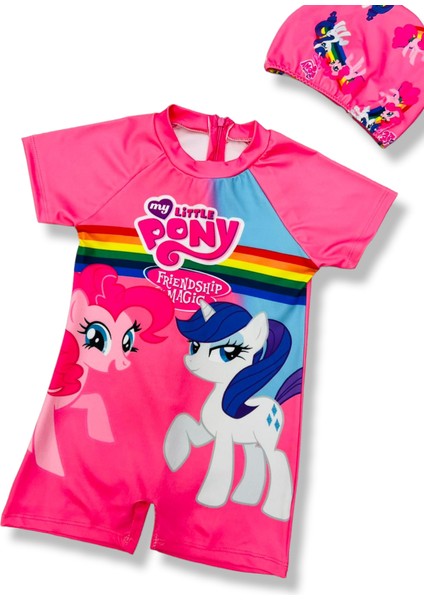My Little Pony Sevimli Minik Atlar Hassas Ten Yarım Kollu Fermuarlı Yüzücü Tarz Bone Hediyeli