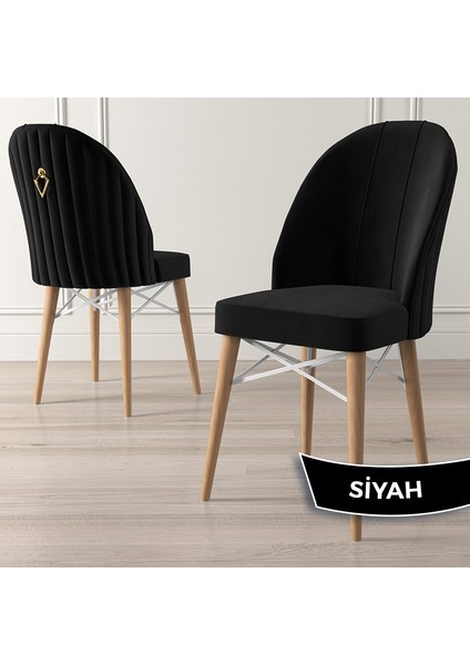 Concept Ritim Serisi Babyface Kumaş Doğal Ahşap Ayak Beyaz Kafesli 6 Adet Sandalye fiyatları