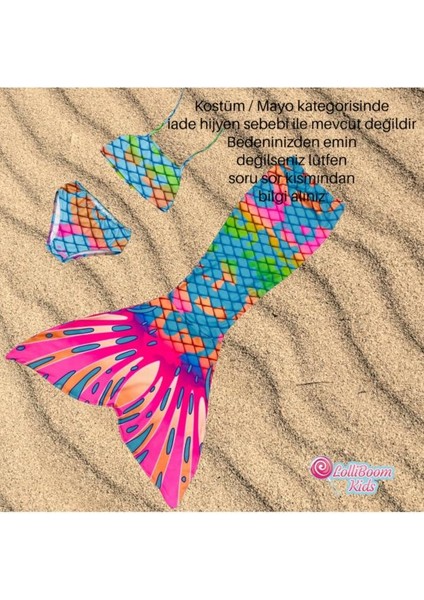 Kız Çocuk Deniz Kızı Kostüm Bikini - Mayo Efsane Little Mermaid Çok Renk Geçişli Balıksırtı modelleri