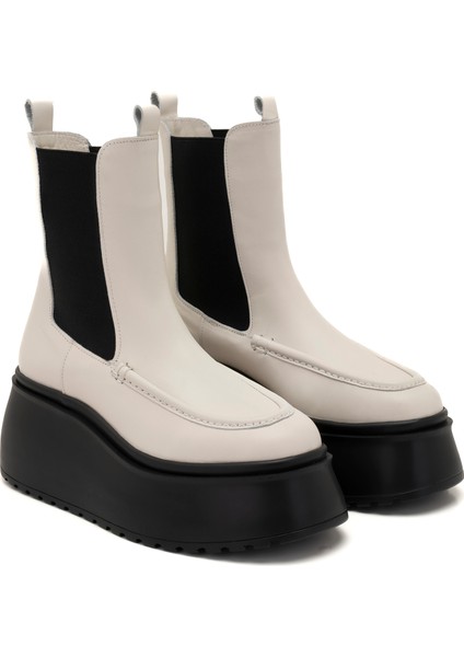 Fatmir Ekru Kadın Deri Bot