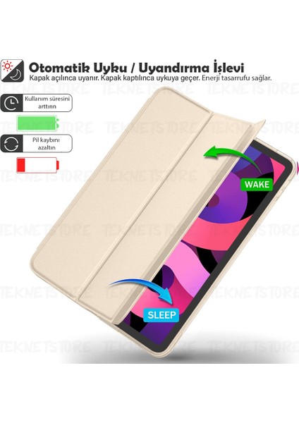 Apple Ipad 10. Nesil 2022 10.9 Inç Tablet Uyumlu Flip Smart Standlı Akıllı Kılıf Smart Cover