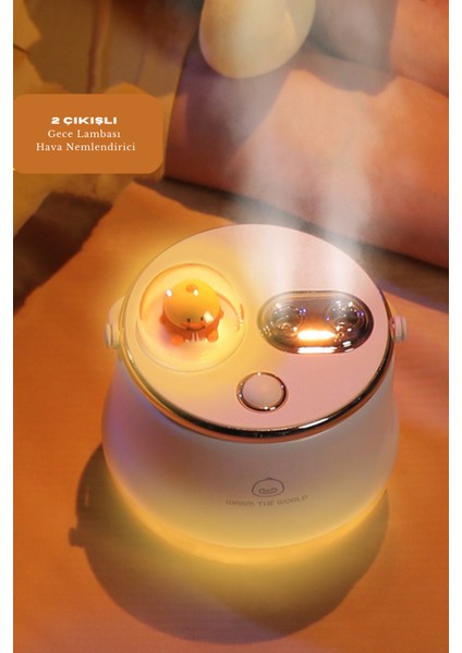 Ultrasonik Hava Nemlendirici Şarjlı Buhar Makinesi 2 Çıkışlı Difüzör Gece Lambası 400MM modelleri