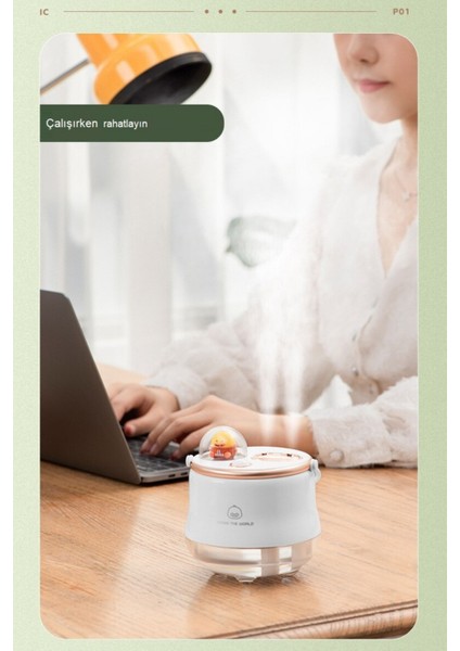 Ultrasonik Hava Nemlendirici Şarjlı Buhar Makinesi 2 Çıkışlı Difüzör Gece Lambası 400MM indirimleri
