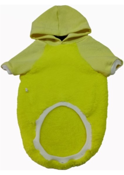 Welsoft Fosforlu Sarı Kapüşonlu Kedi Köpek Kıyafeti Elbisesi